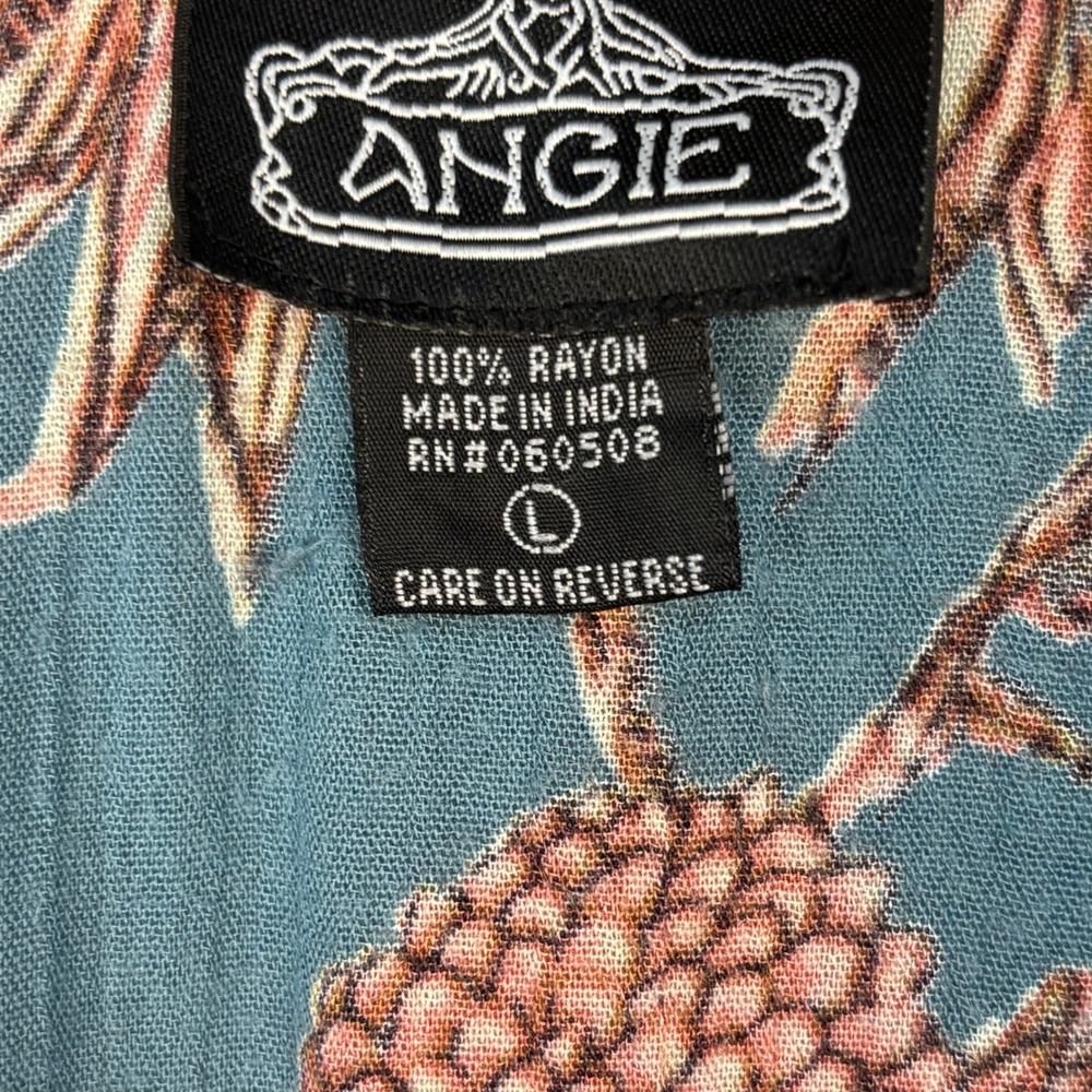 Angie Floral Boho Cardigan Kimono Blue Crochet Lace Bell Sleeve Womens Large - Picture 3 of 11